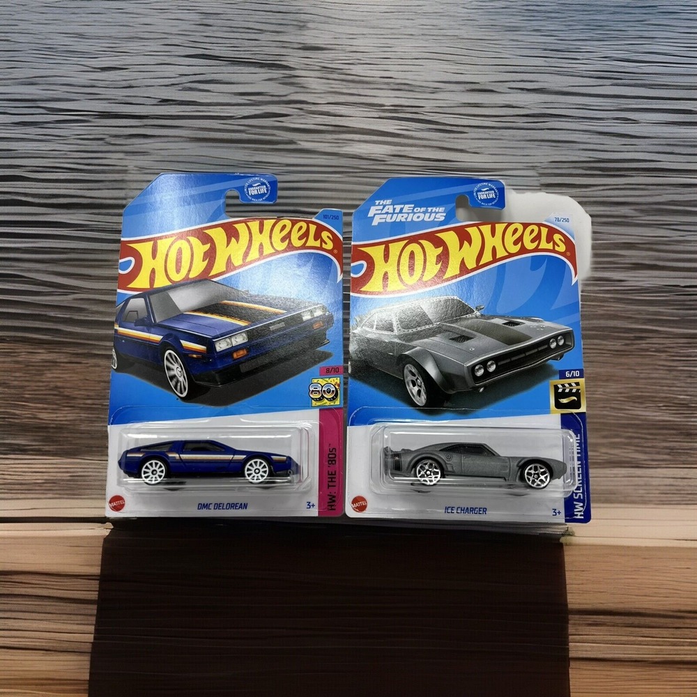 2 Hot Wheels The‎ '80s 8/10 DMC Delorean 101/250 (BBHKJ65) Ice Charger  #78/250